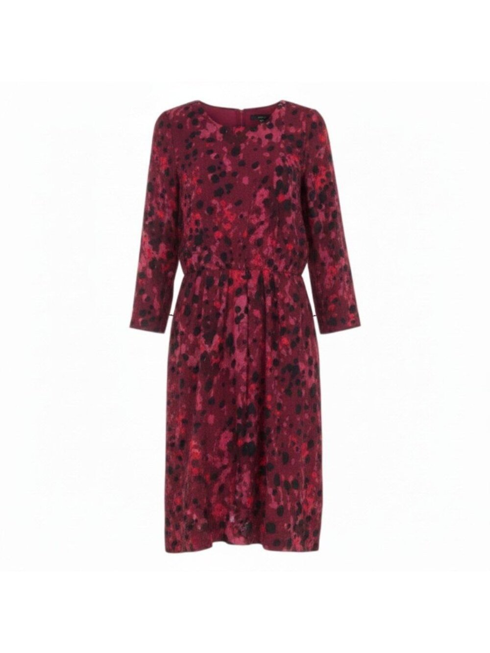 Dior Long Sleeve Long Dress All Over Print Back Button Flare Skirt Silk